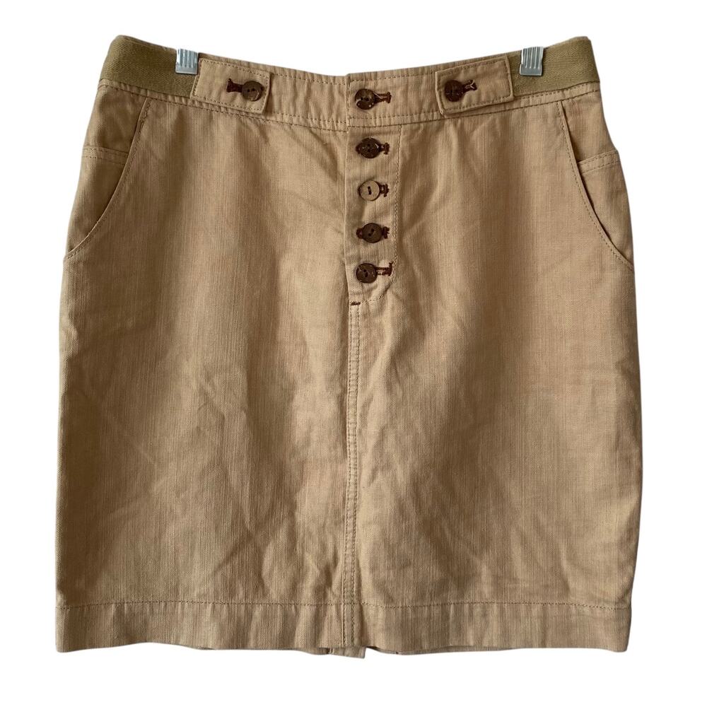 ANTHROPOLOGIE DAUGHTERS OF THE LIBERATION Linen Blend Skirt 4 Tan